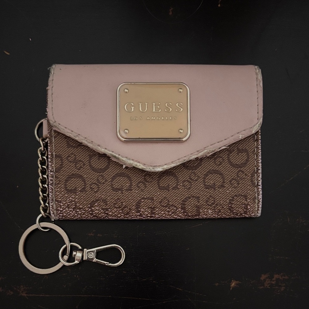 Guess Pink and Brown Keychain Wallet